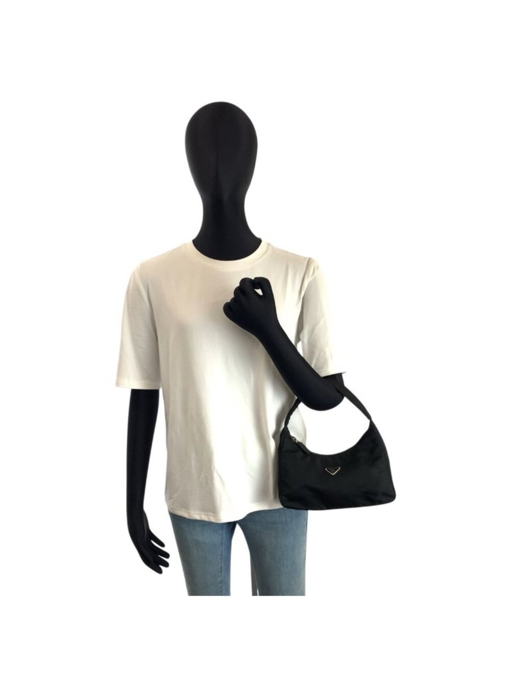 Prada Tessuto Black Silver Nylon Handbag Pouch - Picture 6 of 9